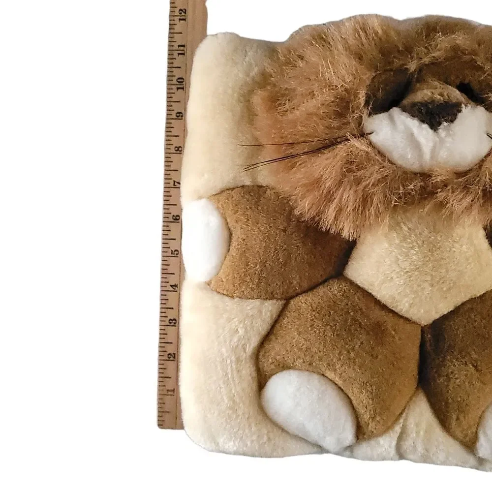 T.W.I.E. Lion Angel Toy Company Square Animal Cushion‎ Pillow 12” Plush Vintage